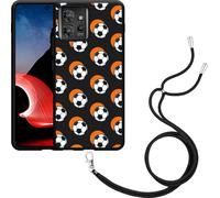 Cazy Chaîne de téléphone portable Coque noire Compatible avec Motorola ThinkPhone Football Ombre orange