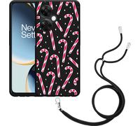 Cazy Chaîne de téléphone portable Coque noire Compatible avec OnePlus Nord CE 3 Lite 5G canne à sucre