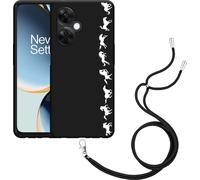 Cazy Chaîne de téléphone portable Coque noire Compatible avec OnePlus Nord CE 3 Lite 5G Chevaux en mouvement blanc
