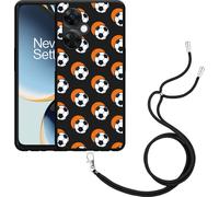 Cazy Chaîne de téléphone portable Coque noire Compatible avec OnePlus Nord CE 3 Lite 5G Football Orange Ombre
