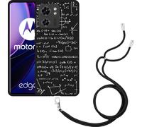 Cazy Chaîne de téléphone portable Housse noire Compatible avec Motorola Edge 40 Mathématiques blanc