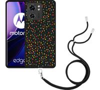 Cazy Chaîne de téléphone portable Housse noire Compatible avec Motorola Edge 40 Points heureux