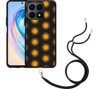 Cazy Chaîne de téléphone portable Housse noire Compatible avec Motorola Edge 40 Pro Vintage Soleils