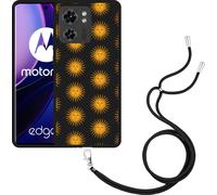 Cazy Chaîne de téléphone portable Housse noire Compatible avec Motorola Edge 40 Vintage Soleils