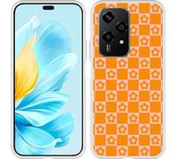 Cazy Coque compatible avec Honor 200 Lite Coque en Silicone - Motif floral en damier