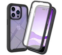 Cazy Coque Compatible avec iPhone 15 Pro Max Coque - Coque de Protection Totale 360° avec Protecteur d'Écran Intégré - Noir