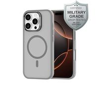 Cazy Coque Compatible avec iPhone 16 Pro Coque Compatible avec MagSafe - Military Grade Backcover - Gris