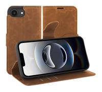 Cazy Coque Compatible avec iPhone 16e Coque avec Porte-Cartes - Bookcase Premium - Brun