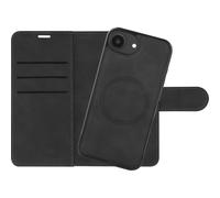 Cazy Coque Compatible avec iPhone 16e Coque avec Porte-Cartes Compatible avec MagSafe - Bookcase Premium 2-en-1 Amovible - Noir