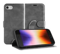 Cazy Coque Compatible avec iPhone SE (2022) Coque avec Porte-Cartes - Bookcase Premium - Gris