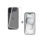 Cazy Coque et Verre Trempé Compatible avec iPhone 15 - Contenir 1 Coque Silicone + 1 Prote