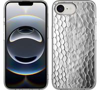 Cazy Étui adapté à l'iPhone 16e Étui en silicone - Silver Snake Texture