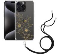 Cazy Étui avec cordon adapté à l'iPhone 15 Pro Max Étui avec cordon - Fleur mystique