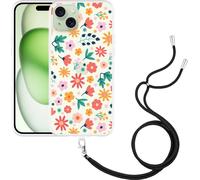 Cazy Handykette Hülle Kompatibel mit iPhone 15 Plus Toujours avoir des fleurs