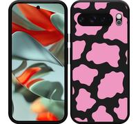 Cazy Housse adaptée à Google Pixel 9 Pro XL Housse en silicone Noir - Taches de vache roses