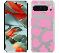 Cazy Housse adaptée à Google Pixel 9 Pro XL Housse en silicone - Taches de vache roses
