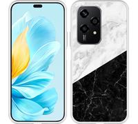 Cazy Housse adaptée à Honor 200 Lite Housse en silicone - Marbre blanc noir