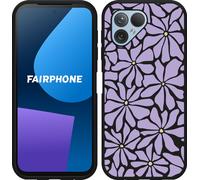 Cazy Housse adaptée au Fairphone 5 Housse silicone Noir - Abstrait Fleurs pourpres