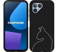 Cazy Housse adaptée au Fairphone 5 Housse silicone Noir - Contour de chat II