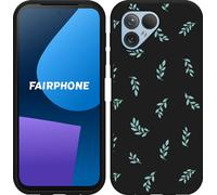 Cazy Housse adaptée au Fairphone 5 Housse silicone Noir - Petites feuilles