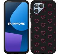 Cazy Housse adaptée au Fairphone 5 Housse silicone Noir - Petits coeurs