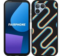 Cazy Housse adaptée au Fairphone 5 Housse silicone noire - Arc-en-ciel rétro II