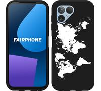 Cazy Housse adaptée au Fairphone 5 Housse silicone noire - Carte du monde