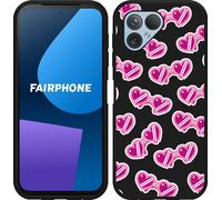 Cazy Housse adaptée au Fairphone 5 Housse silicone noire - Lunettes de soleil en forme de cœur