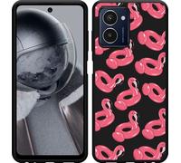 Cazy Housse adaptée au HMD Pulse Pro Housse en silicone noir - Flamants roses gonflables