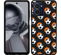 Cazy Housse adaptée au HMD Pulse Pro Housse en silicone Noir - Football Orange Ombre