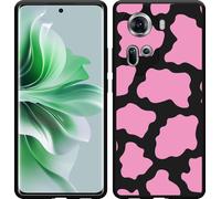 Cazy Housse adaptée au modèle Oppo Reno11 Housse silicone Noir - Taches de vache roses