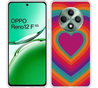 Cazy Housse adaptée au modèle Oppo Reno12 F (5G) Housse en silicone - Coeur rétro