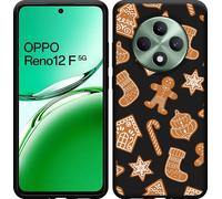 Cazy Housse adaptée au modèle Oppo Reno12 F (5G) Housse silicone noire - Biscuits de Noël