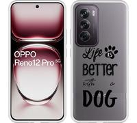Cazy Housse adaptée au modèle Oppo Reno12 Pro Housse en silicone - Life Is Better With a Dog