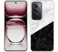 Cazy Housse adaptée au modèle Oppo Reno12 Pro Housse en silicone - Marbre blanc noir