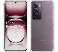 Cazy Housse adaptée au modèle Oppo Reno12 Pro Housse en silicone - Petits cœurs