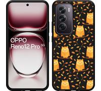 Cazy Housse adaptée au modèle Oppo Reno12 Pro Housse silicone noire - adorables hiboux