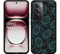 Cazy Housse adaptée au modèle Oppo Reno12 Pro Housse silicone noire - Tortues