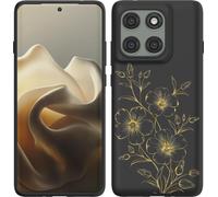 Cazy Housse adaptée au Motorola Edge 60 Pro Housse silicone Noir - Mystic Flower