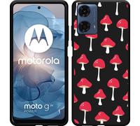 Cazy Housse adaptée au Motorola Moto G04 / G04s / G24 / G24 Power Noir - Champignons