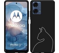 Cazy Housse adaptée au Motorola Moto G04 / G04s / G24 / G24 Power Noir - Contour de chat II