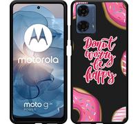 Cazy Housse adaptée au Motorola Moto G04 / G04s / G24 / G24 Power Noir - Donut Worry