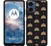 Cazy Housse adaptée au Motorola Moto G04 / G04s / G24 / G24 Power Noir - Motif arc-en-ciel