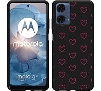 Cazy Housse adaptée au Motorola Moto G04 / G04s / G24 / G24 Power Noir - Petits coeurs