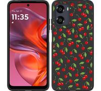 Cazy Housse adaptée au Motorola Moto G05 Housse silicone Noir - Cerises