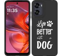 Cazy Housse adaptée au Motorola Moto G05 Housse silicone noir - Life Is Better With a Dog - Blanc