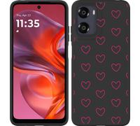 Cazy Housse adaptée au Motorola Moto G05 Housse silicone Noir - Petits coeurs