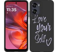 Cazy Housse adaptée au Motorola Moto G05 Housse silicone Noir - S'aimer soi-même