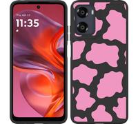 Cazy Housse adaptée au Motorola Moto G05 Housse silicone Noir - Taches de vache roses
