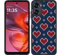 Cazy Housse adaptée au Motorola Moto G05 Housse silicone noire - Coeurs tricotés